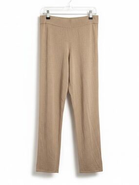Zara Linen Knit Pull-On Pants - Beige Brown